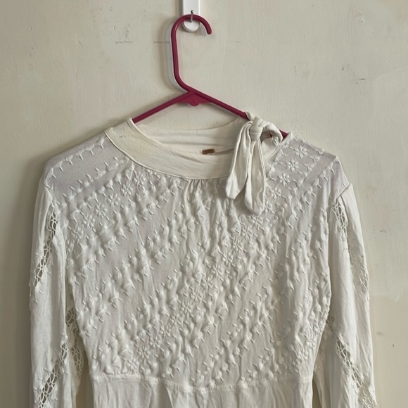 Free People Ivory Mock Neck Lace Top - Picture 3 of 12